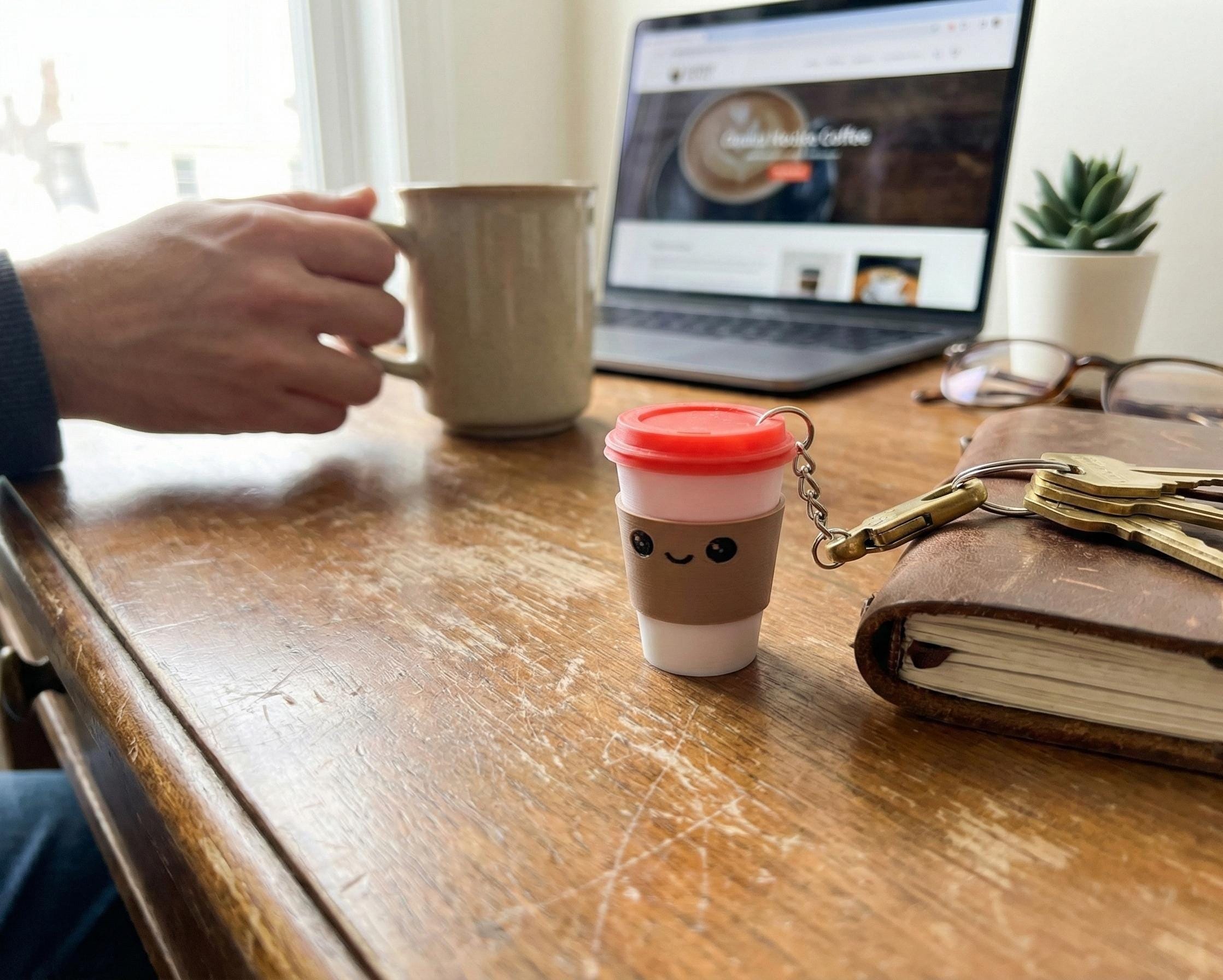 Coffee Cup Fidget Clicker Keychain