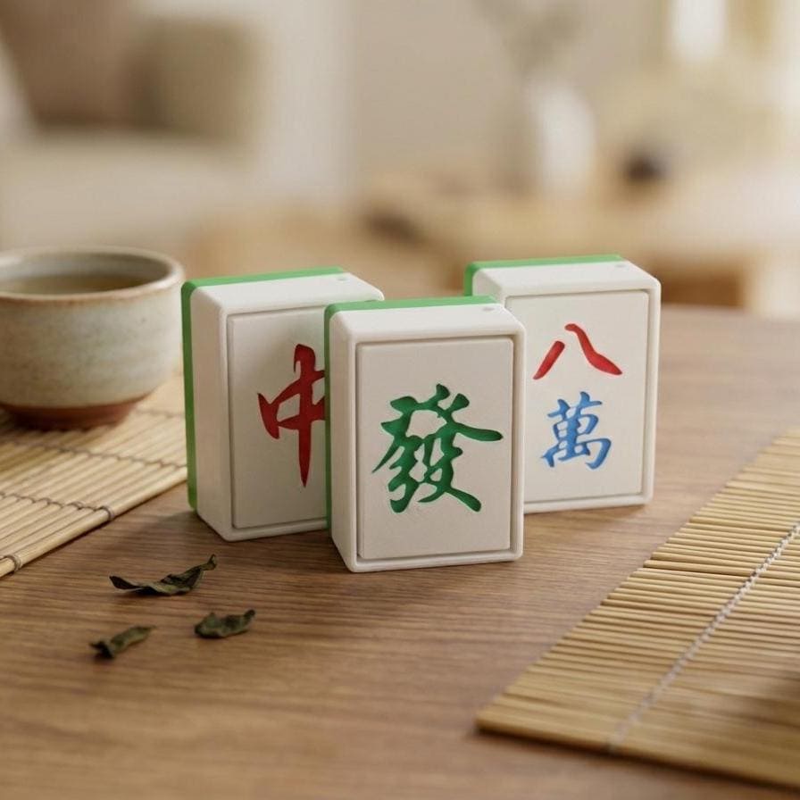 Green Dragon Mahjong Tile Fidget Keychain