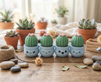 Happy Face Succulent Fidget Clicker Keychain