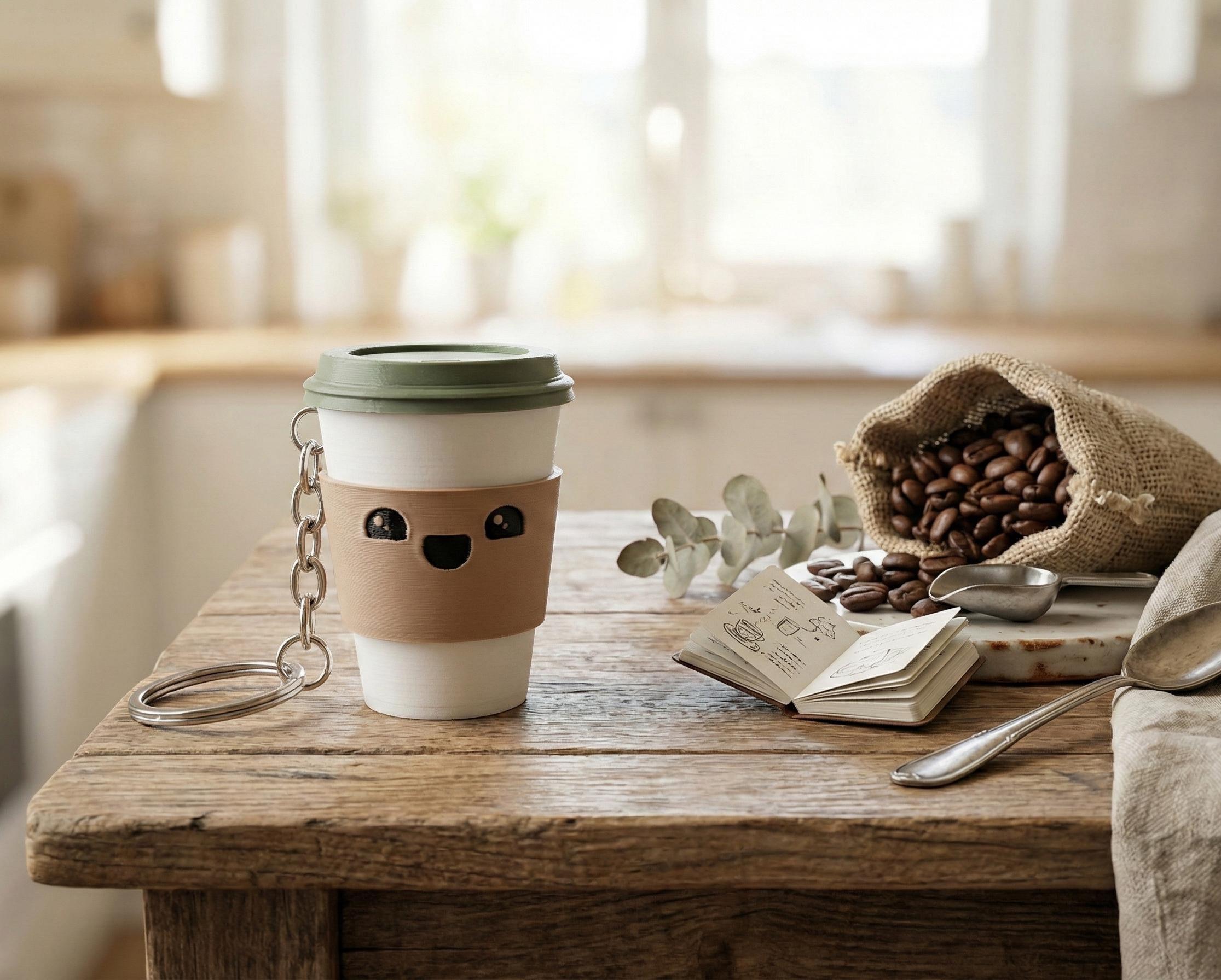 Coffee Cup Fidget Clicker Keychain