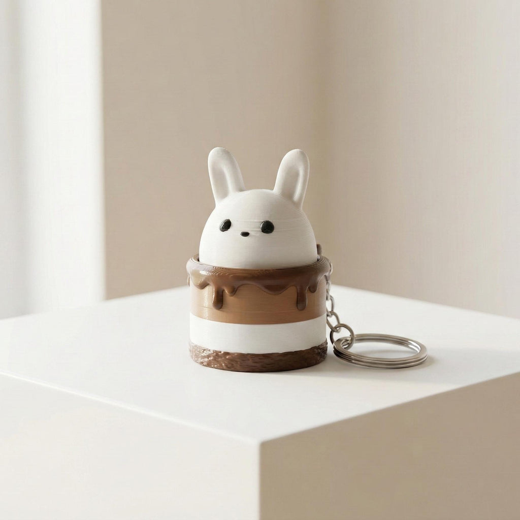 White Bunny Fidget Clicker Keychain