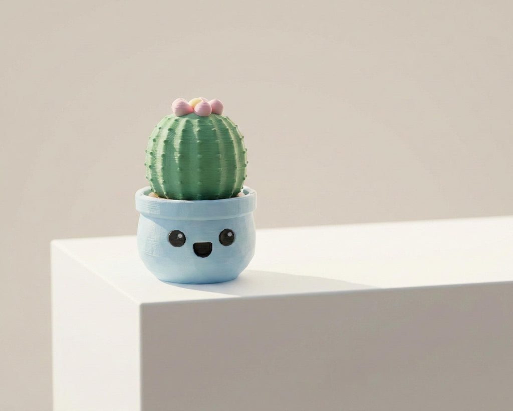 Happy Face Succulent Fidget Clicker Keychain