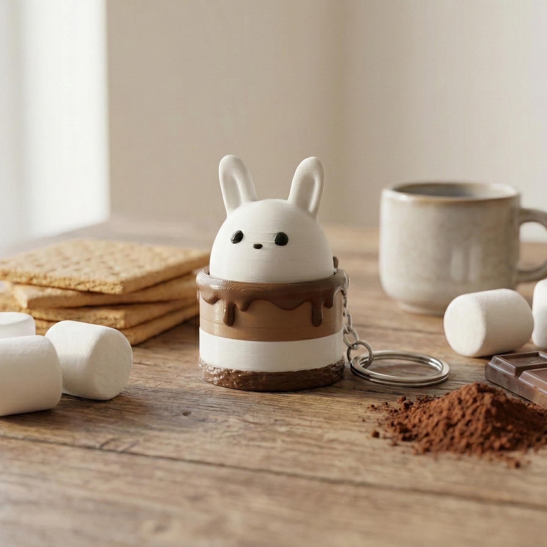 White Bunny Fidget Clicker Keychain