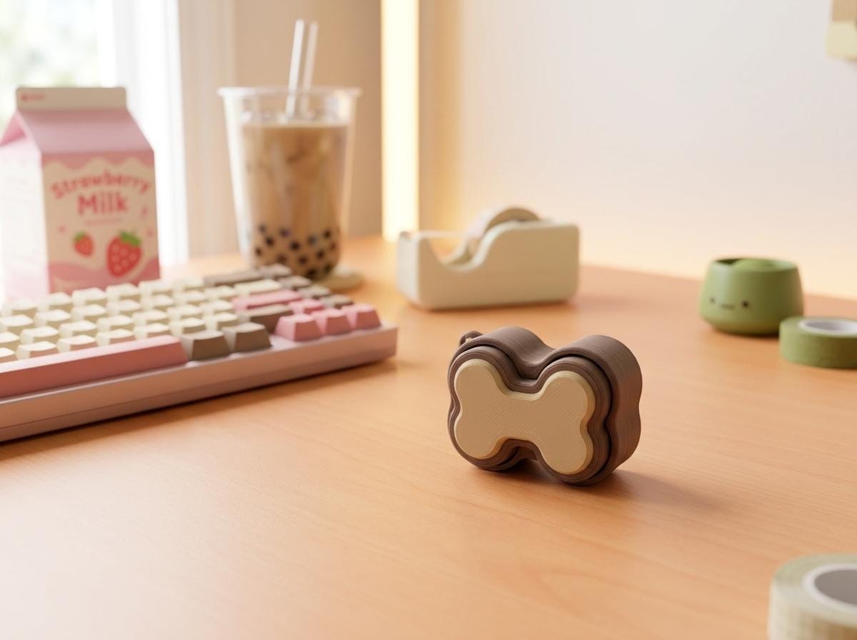 Paw & Dog Bone Fidget Clicker Keychain