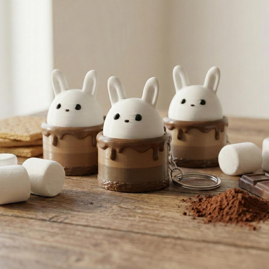 White Bunny Fidget Clicker Keychain