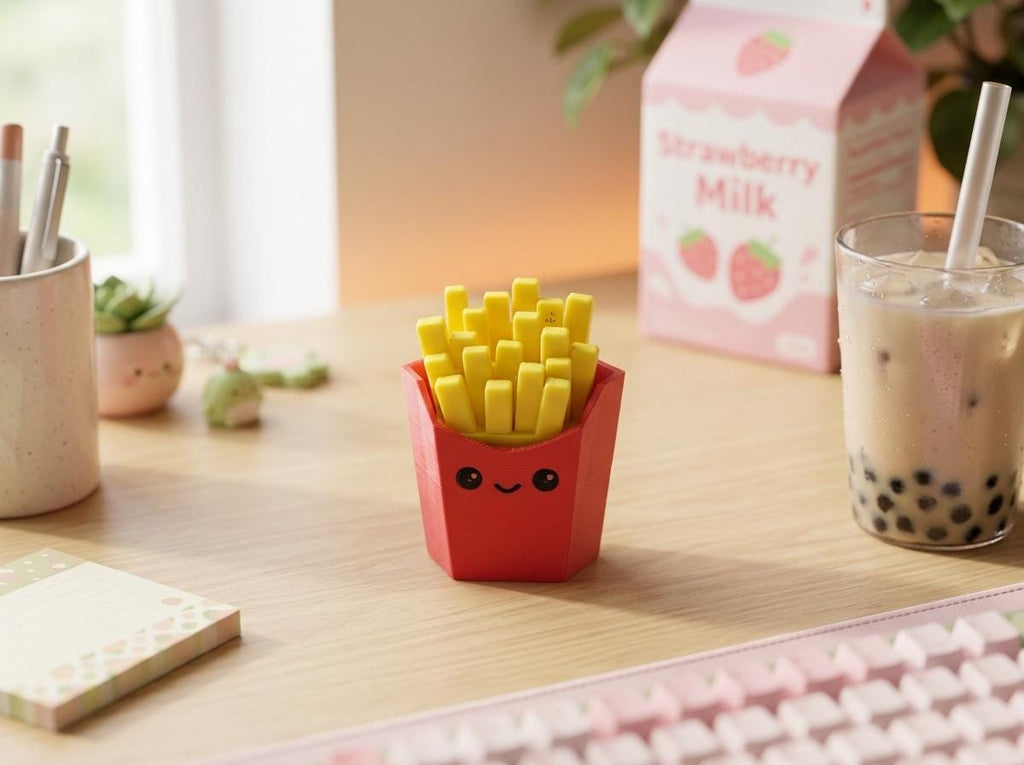 Kawaii French Fries Fidget Clicker Keychain