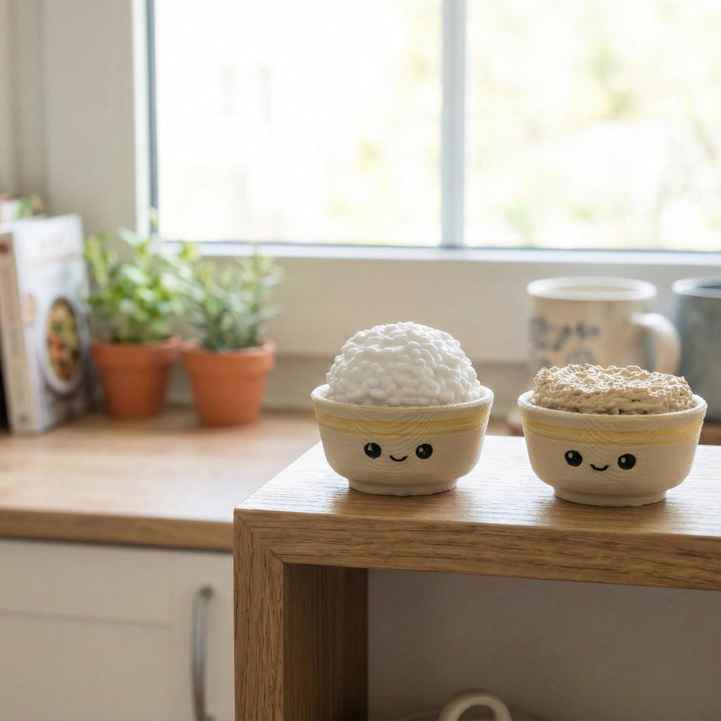 Rice Noodle Bowl Fidget Clicker Keychain