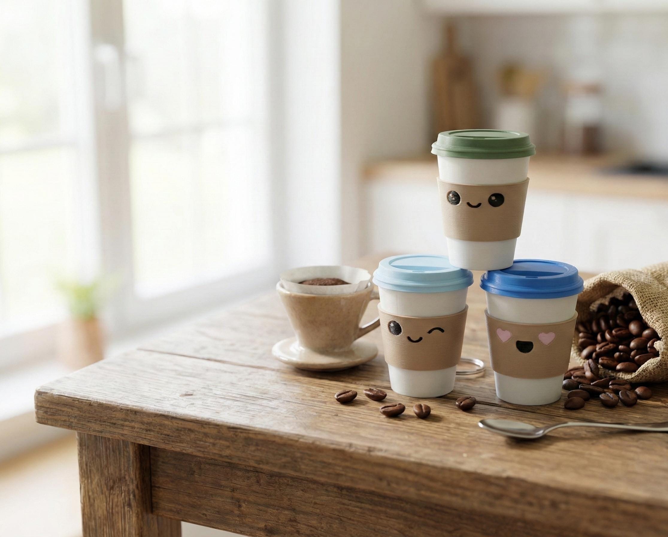 Coffee Cup Fidget Clicker Keychain